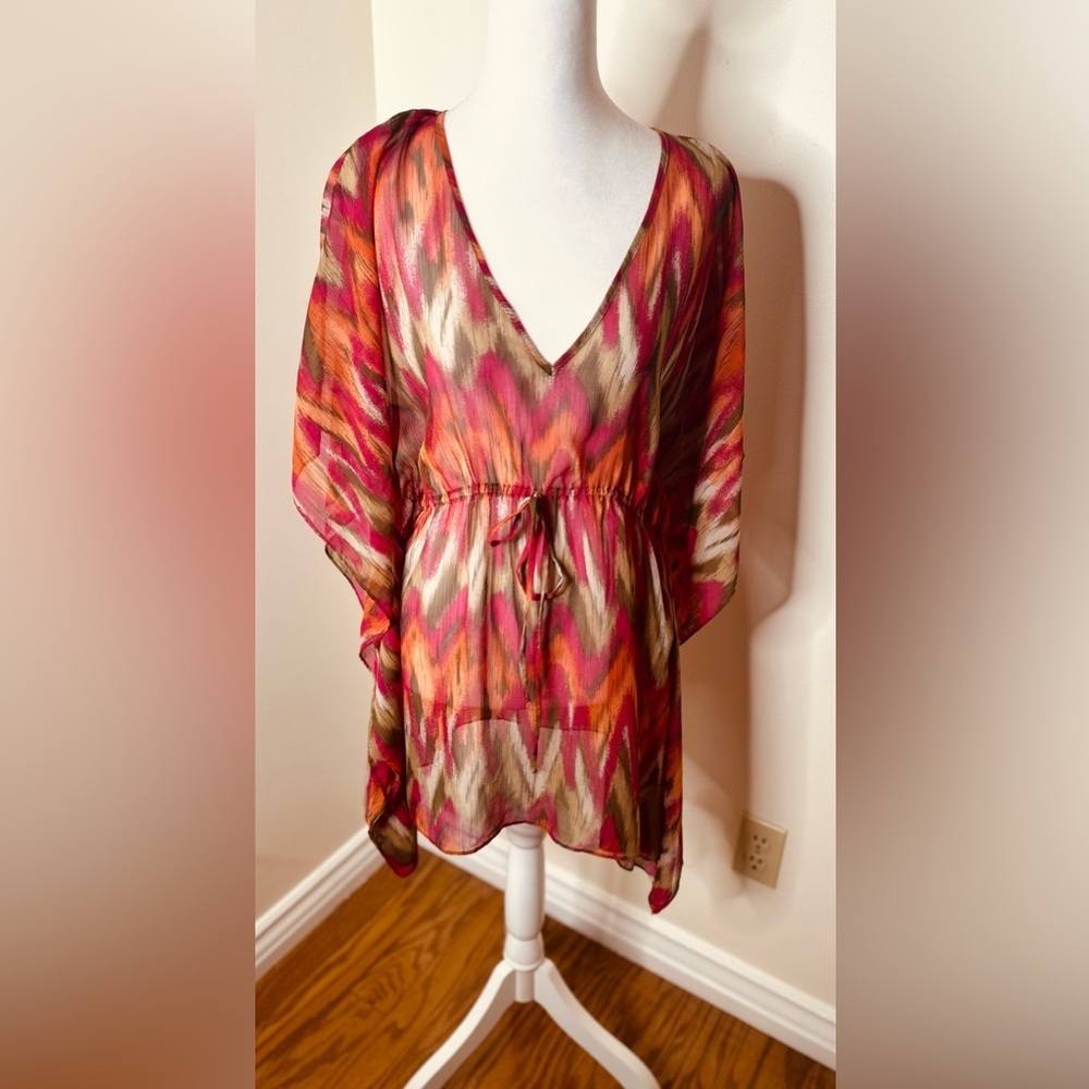 Michael Kors Multicolor Printed Swimsuit Bikini Cover Up Tunic Dress Size M/L